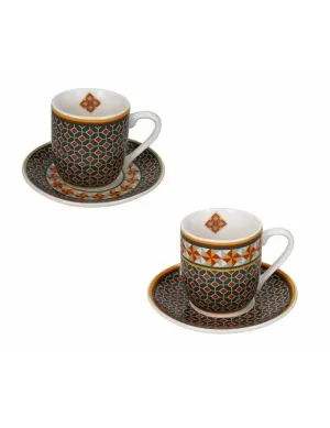 Brandani 52530, Tazzina Caffe Le Cementine In Fiore Set 2 Pezzi Porcellana, 100ml
