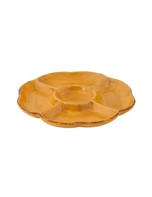 Brandani 52271 Antipastiera Gialla Miaiolica, Diametro 25,5 Cm, Colore Giallo, Made In Italy