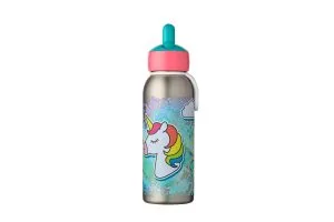 Rosti Mepal  – Borraccia Ermetica Flip-up Campus – Borracce Ermetiche Per Bambini – Borraccia In Acciaio Inox – 9 Ore Di Calore E 12 Ore Di Freschezza – Senza BPA – 350 Ml – Unicorn