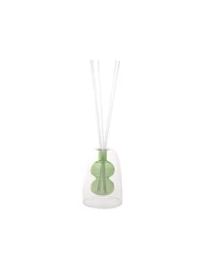 Brandani 51701 Diffusore di Fragranza Mini Bubble Verde Vetro C/Bastoncini Fiber Wood, Ø 8.5×12.5h Cm