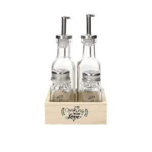 Tognana Set Olio/Aceto/Pepe/Sale Cooking With Love Vetro Trasparente