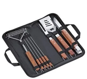 Küchenprofi Set Da Barbecue Texas, 8-TLG, Accessori Per Barbecue In Acciaio Inox, Set Di Posate Per Barbecue Composto Da Forchetta Per Carne, Pinza Per Barbecue, Spazzola Per Barbecue, 4 Spiedini,