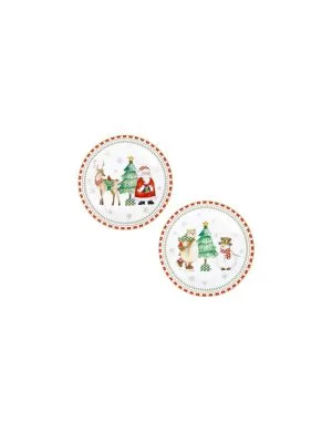 BRANDANI “Racconti” Piattino Dolce set 2 pz in porcellana Ø 19 cm – Forno, microonde, freezer, lavastoviglie.