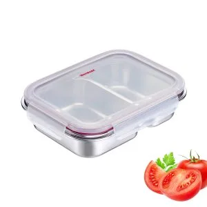 Westmark Lunch Box in acciaio inossidabile – Lunch Box a prova di perdite – Adatto a microonde e forno, senza BPA – Bento Box per scuola, lavoro e asilo nido – Argento, Diviso 450 + 280 ml