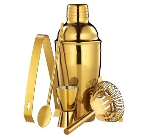 Set da bar 5 pezzi Golden Mule Shaker Cocktaill, misuratore barre, pinza per ghiaccio cilio