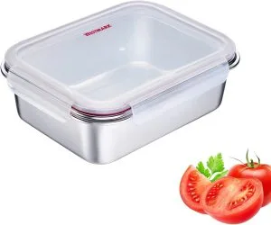 Westmark Lunch Box in acciaio inossidabile – Lunch Box a prova di perdite – Adatto a microonde e forno, senza BPA – Bento Box per scuola, lavoro e asilo nido – Argento, 1300 ml
