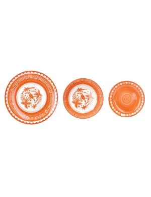 Brandani 51888 Servizio da Tavola 18 Pezzi Collezione Tuka-Tuka Porcellana Arancione e Bianco