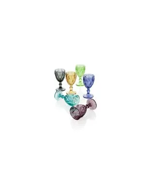 Brandani 54112 Calici da Vino Diamante Set 6 Pezzi in Vetro Colorato Assortito
