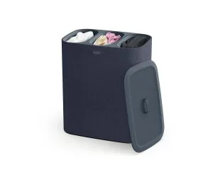 Joseph Joseph Tota – Cesto separatore porta biancheria bucato, 90 litri, con coperchio, 3 sacchi rimovibili con manici, Nero
