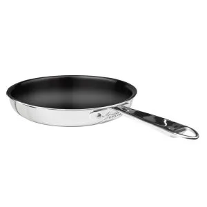 Pentole Agnelli 1907 Padella Antiaderente Alu-Inox 2-Ply con Manico in Acciaio Inox, Compatibile con Induzione – 28 cm