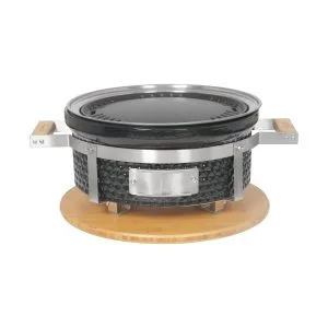 Pentole Agnelli BABBQRO Hibachi BBPRO Round barbecue acciaio inox base bambù coperchio ghisa smaltata
