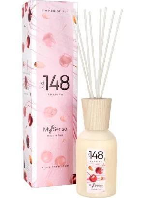 MySenso – N°148 Amarena – Limited Edition – Diffusore a Bastoncini – fragranza per casa e Ambiente – Profumo Raffinato, Fruttato, Dolce – Confezione Regalo sostenibile