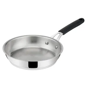 Lagostina Tempra Acciaio Padella Ø 20 cm in Acciaio Inox 18/10 con Fondo Lagotherm e Manico Ergonomico in Silicone, Padella per Induzione, Gas e Forno