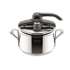 Lagostina Diva, Pentola a Pressione 5 L in Acciaio Inox, Cestello Incluso, con Fondo Lagofusion® e Valvola a 2 Pressioni, Compatibile con Induzione