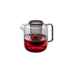GEFU Teiera Trevio da 1,5 l, in vetro borosilicato soffiato a mano, con filtro in vetro, anti-goccia, resistente al calore fino a 100 gradi